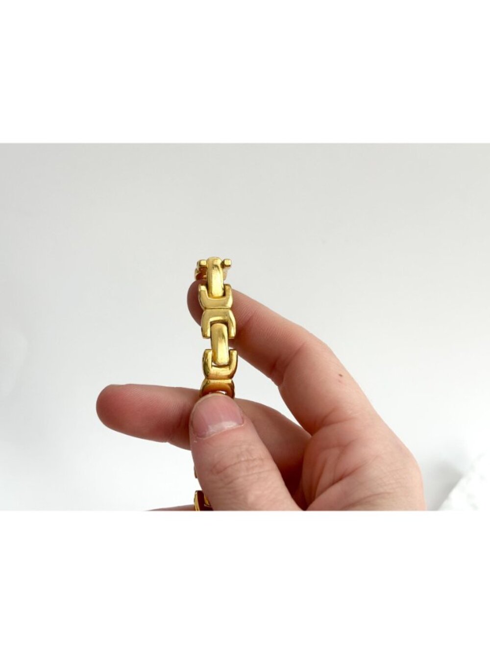 Fantasy Link Paneled Art Deco Inspired Gold Toned Chunky Vintage 80's Bracelet - Picture 12 of 13